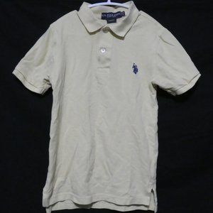 U.S. POLO ASSN. xs, 6 light yellow polo shirt, vented / slit sides, GUC